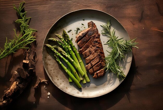 Steak and asparagus meal for men