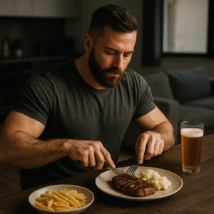 Man enjoying food without guilt